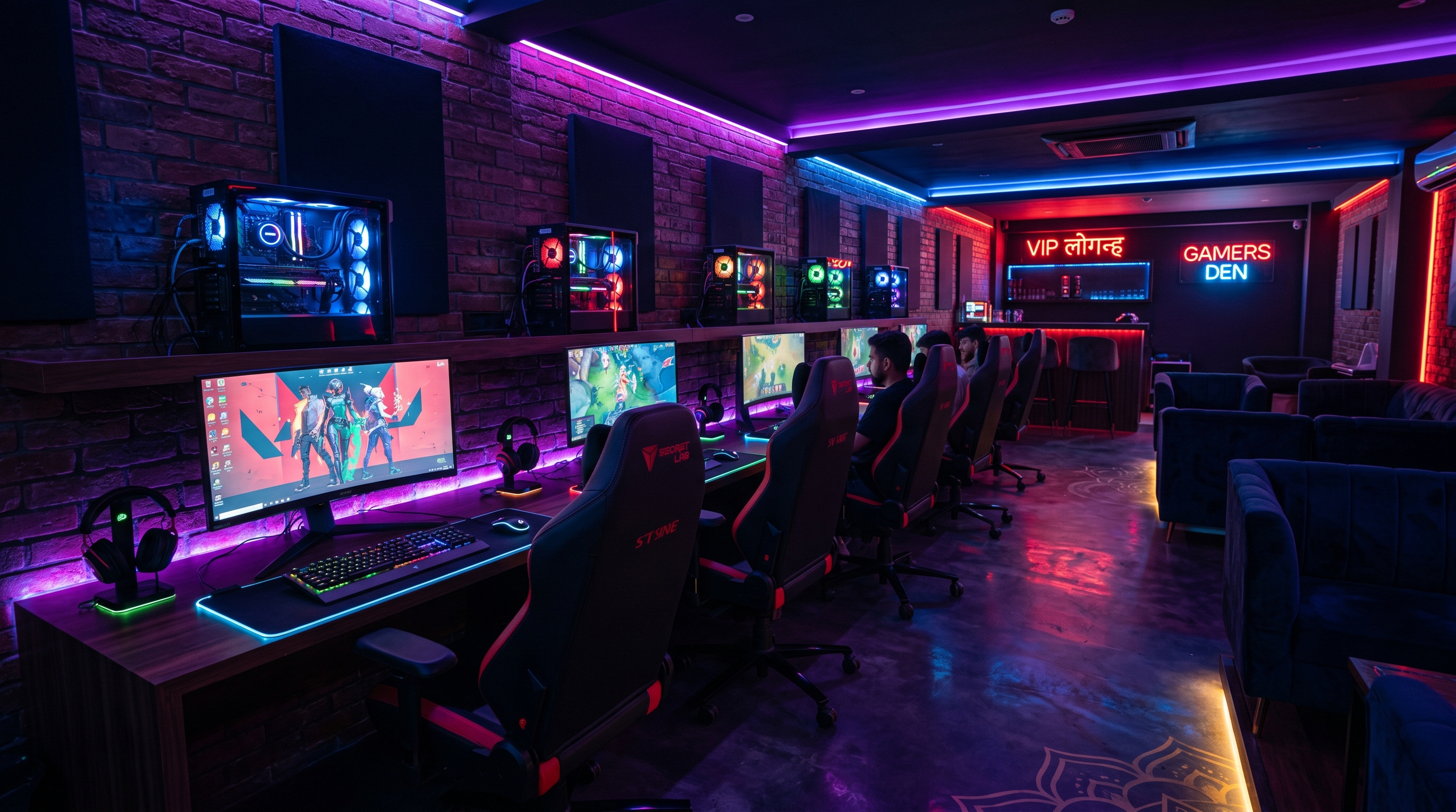 Nexus Gaming Club VIP gaming lounge with premium chairs and RGB lighting